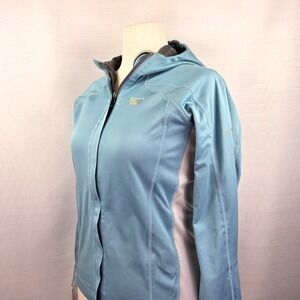 Mountain Hardwear Blue Windstopper Jacket Women's M Soft Shell Hooded Outdoor